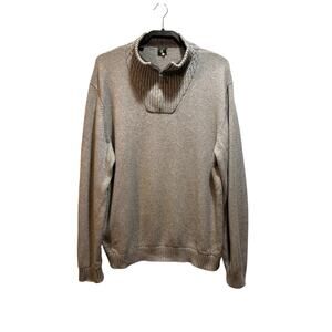 Robert Talbott 1/4 zip sweater men’s Xl cotton cashmere tan warm long sleeve